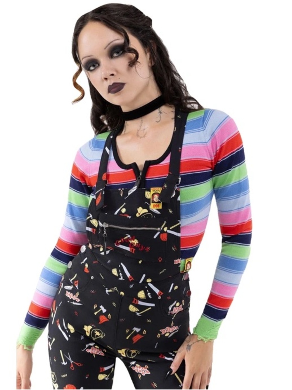 KILLSTAR x CHUCKY Good Guys Finish Last Striped Knit Top NWT L